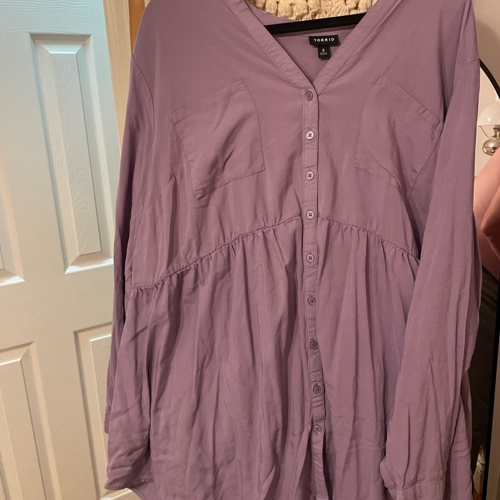 Torrid Purple Buttoned Relaxed Blouse
